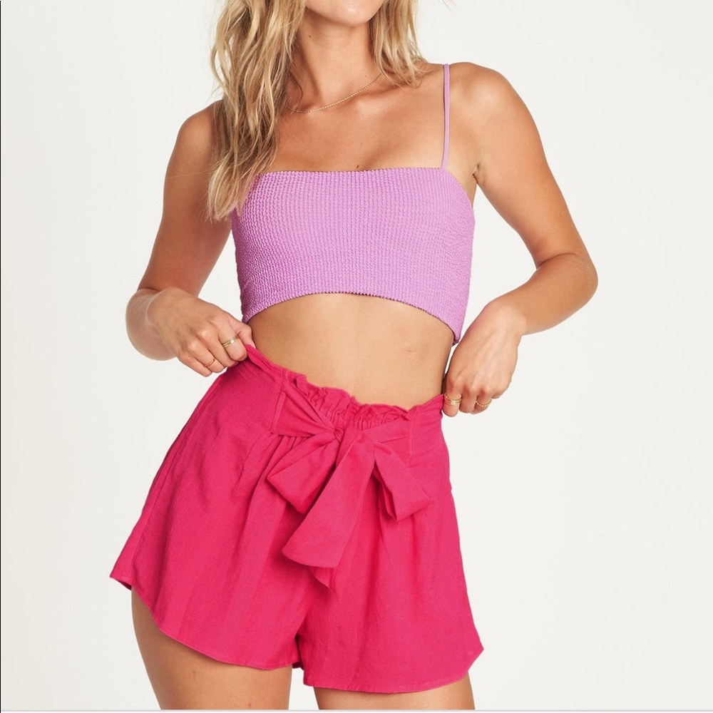 Billabong pink high waist bow shorts size XS